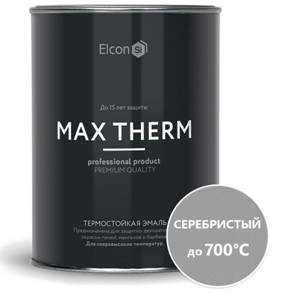 Elcon Эмаль термостойкая +600 серебристо-серая, 0,8 кг.